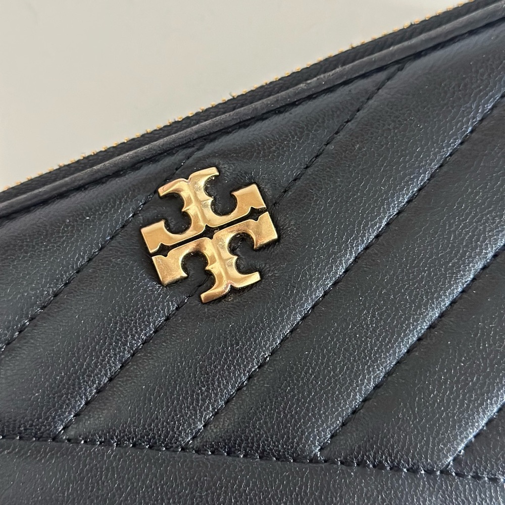 Tory Burch Black Quilted Zip Wallet